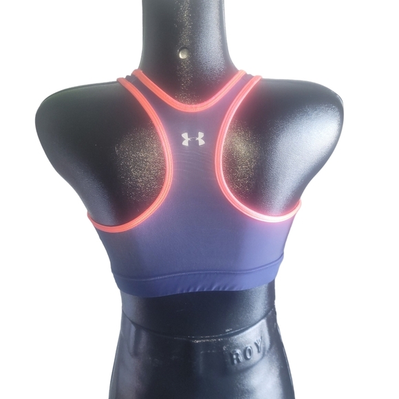 Under Armour Blue Sports Bra with Pink Trim S - Picture 2 of 3